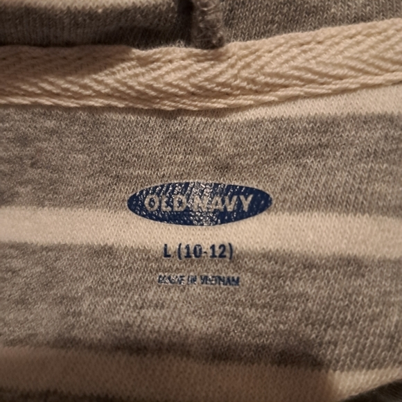 Old Navy boys Large or 10/12 swim coverup hooded gray & white stripe, NWT - Picture 5 of 6